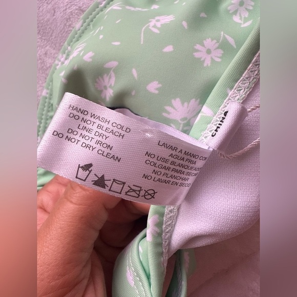 INGER BIKINI TOP GREEN And White Floral Tie size M Summer Pool Beach - Picture 9 of 9